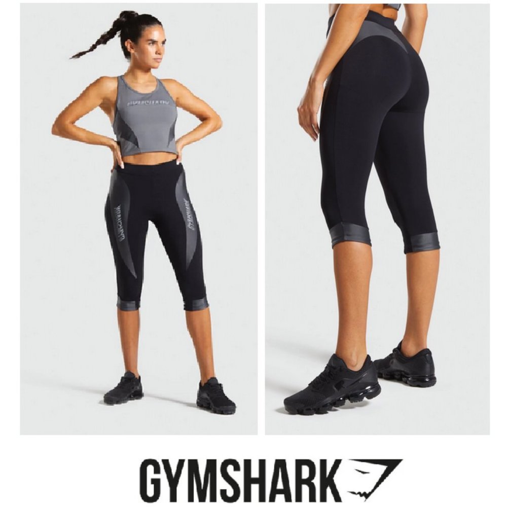 Gymshark turbo cropped leggings black grey Size Sm